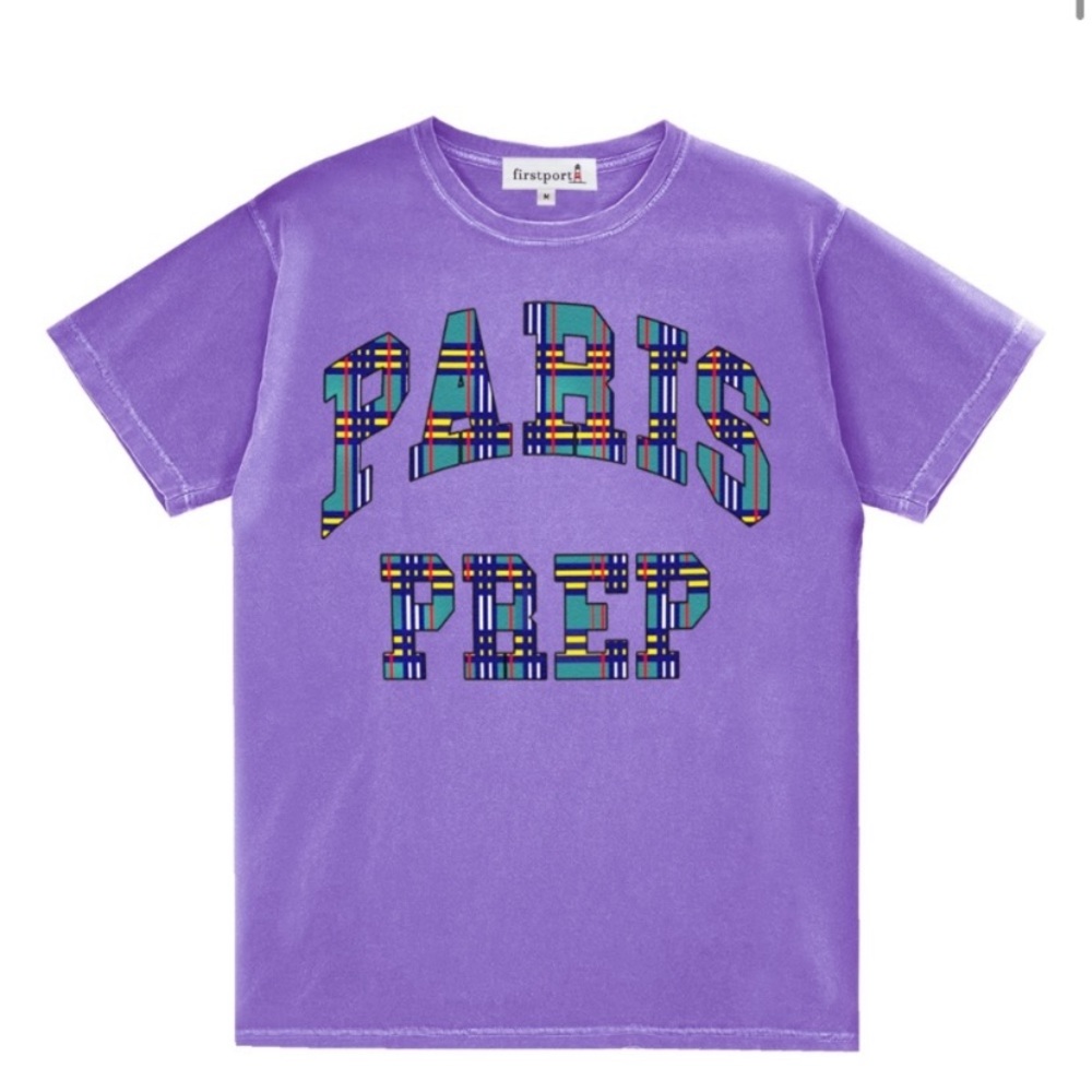 SOLDOUT NWT Firstport Paris Prep Size Small Preppy Purple 100% Cotton Tee Shirt